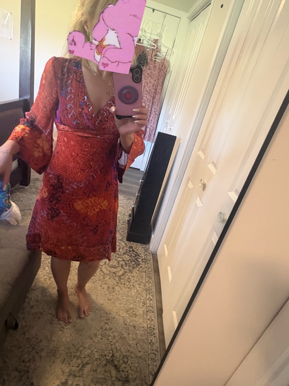 Diane Von Furstenberg Red and Orange Paisley Silk Dress